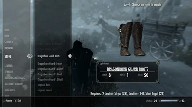 Menu Dragonborn Guard Boots