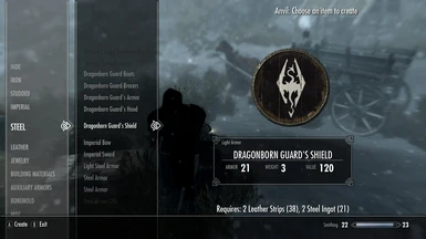Menu Dragonborn Guard Shield