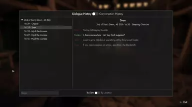 Dialogue history
