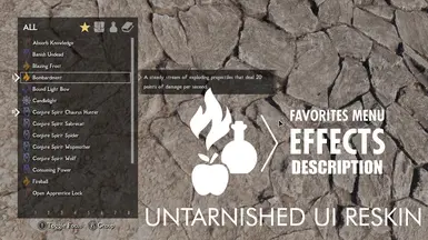 Favorites Menu Effects Description - Untarnished UI Reskin