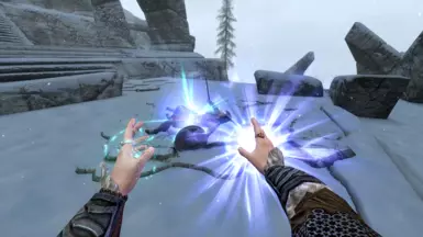 Curing Lydia of paralysis (don't mind the paralysis spell in left hand).
