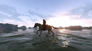 Riding my mighty steed across the waves.