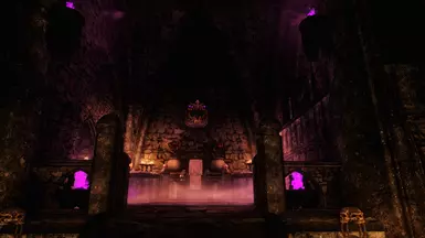 A dragon skull overlooking the throne