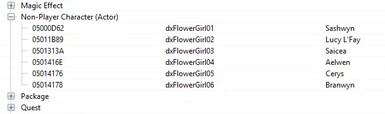 SSEEdit showing NPCs in FlowerGirls SE.esm