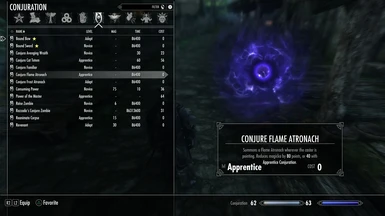 The description of one of the spells, including the cost and relevant perks