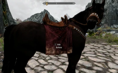 Horse following as commanded with the Relationship Dialogue Overhaul - Immersive Horses Patch installed.