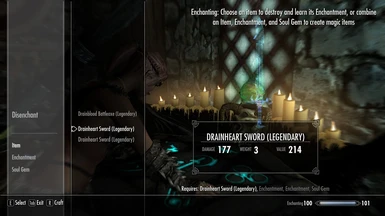 Drainheart Sword enchantment removed
