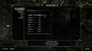 Skyrim unlimited perk points models