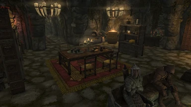 Main living area showing oven and alchemy station.