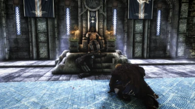 Even Ulfric kneels down before the great Lizard