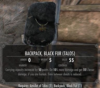 Campfire Backpack - Talos Buffs Shouts option