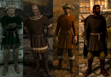 Nord tunics and apron skirts replace all the vanilla faux-Medieval clothing
