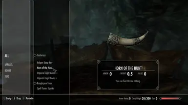 Horn of Hircine in inventory