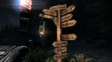 Riverwood at Night 4K with Weathered Roadsigns patch