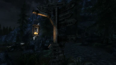 Riverwood at Night fairly readable even without a light scource, 4K with Weathered Road Signs patch