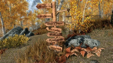 Outside Riften, 4K with Weathered Road Signs patch
