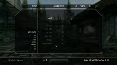 The controls menu displays the right keys…