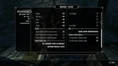 Options to alter the Player's Weapons Display