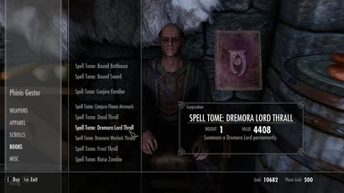 Phinis Gestor selling the Spell Tomes