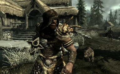 Fur Hoods HD - Nord with Scaled Horn Armor