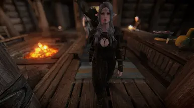 With elf ears.