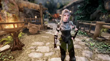 With elf ears.