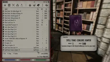 Les livres de sorts qui ont déjà été appris ne sont pas touchés par le mod