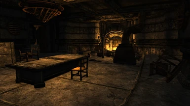 View of main area, including smithing area, with no house upgrades