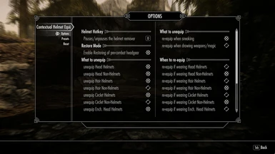 Options menu part 1