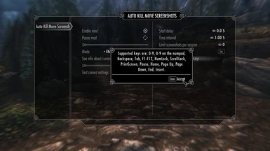 Keys supported in the ENB mode
