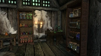 alchemy table with consumables and ingredients storage