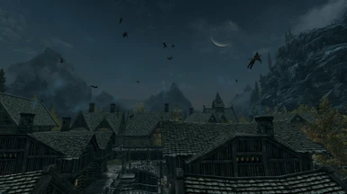 C-Moon showing the night sky to the people of Riften.