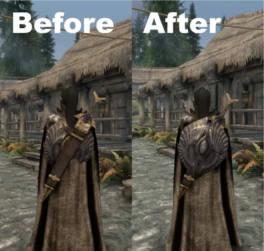 Auto Unequip Shield to Back - clipping patch for Cloaks of Skyrim
