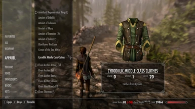 Female character's inventory showing the original male tunic design.