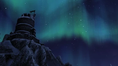 The Nightcaller Temple looms over the City of Dawnstar. (AWII)