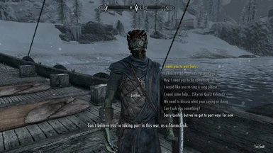 Lucifer's Reaction the player being a Stormcloak