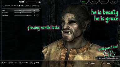 Example of the second file, human and female exclusive hair used on a male Orc.