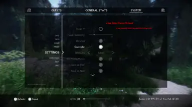 Settings menu