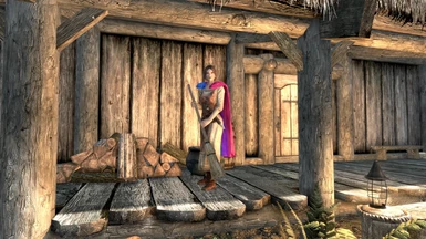Cape applied to an NPC in Riverwood with an outfitting mod