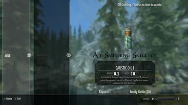 Caustic Oil I At Smithing Skill 0