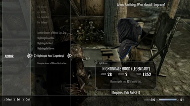 Nightingale Hood can be improved to Legendary