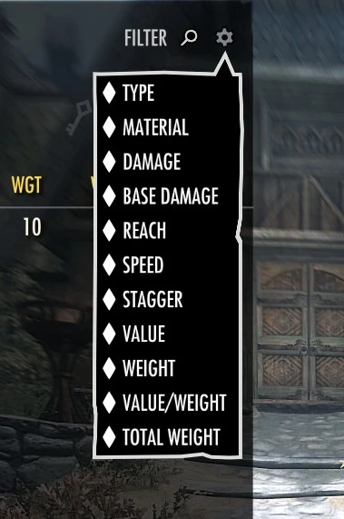 Weapon Column Filters