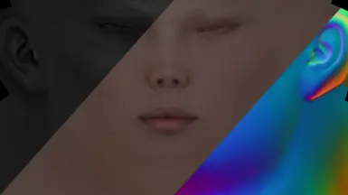 The specular, 'Sleek' diffuse and 'Mature' normal map contrasted.