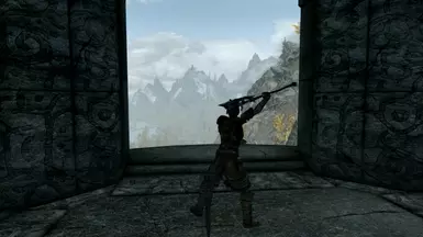 Readying her weapon, just for show