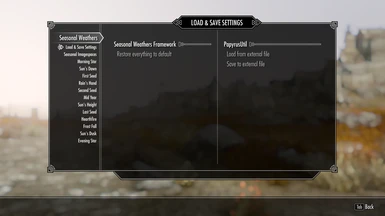 To save and load settings.json, do so in this menu, in the mod menu