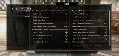 Skyrim SafeSave System Overhaul 2 - Auto Save manager with optional Safety Check Rotating system  Hardcore mode