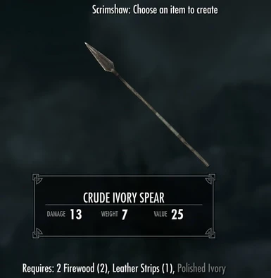Crude Ivory Spear - requires Immersive Weapons and Immersive Weapons Patch