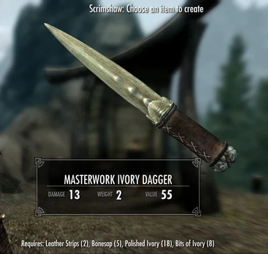 Masterwork Ivory Dagger  - normal and crude versions available