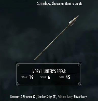 Ivory Hunters Spear - requires Immersive Weapons and Immersive Weapons Patch