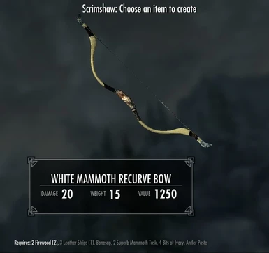 White Mammoth Recurve Bow - requires Immersive Weapons and Immersive Weapons Patch